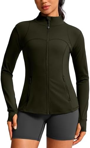 Women's slim-fit yoga jacket, army green
