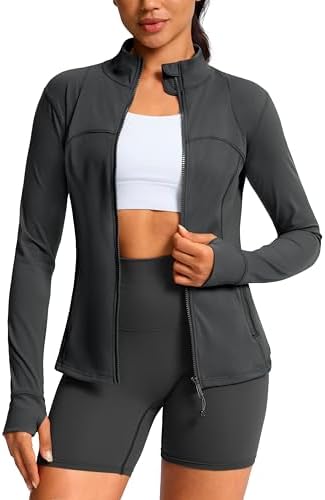 Women's slim-fit yoga jacket, dark grey