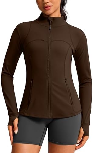 Women's slim-fit yoga jacket, fudge coffee