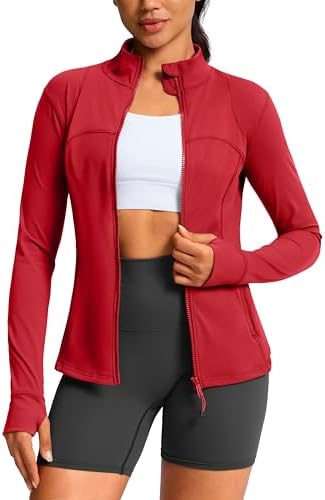 Women's slim-fit yoga jacket, red