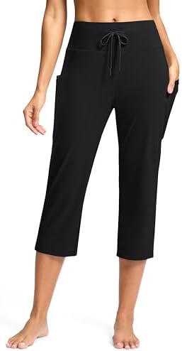 Women's straight-leg yoga capris, black