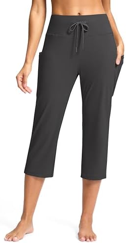Women's straight-leg yoga capris, dark grey