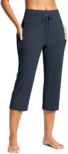 Women's straight-leg yoga capris, dusty blue