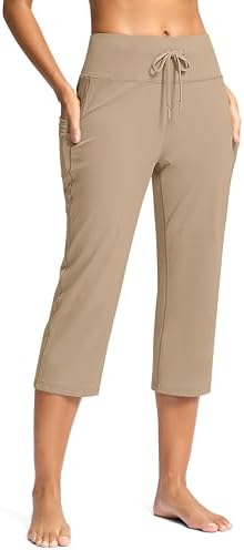 Women's straight-leg yoga capris, khaki