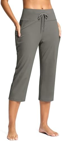 Women's straight-leg yoga capris, light grey