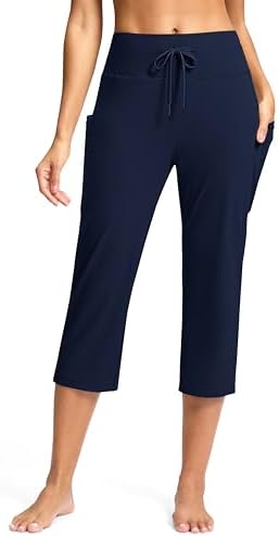 Women's straight-leg yoga capris, navy