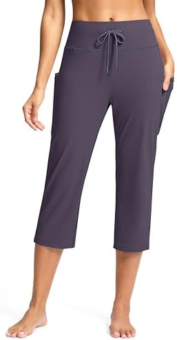 Women's straight-leg yoga capris, purple