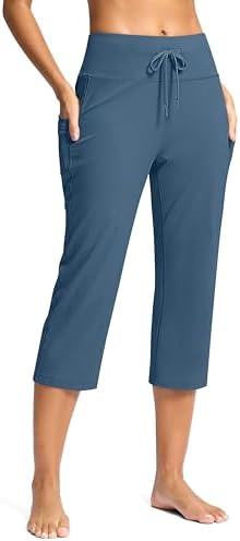 Women's straight-leg yoga capris, stone blue