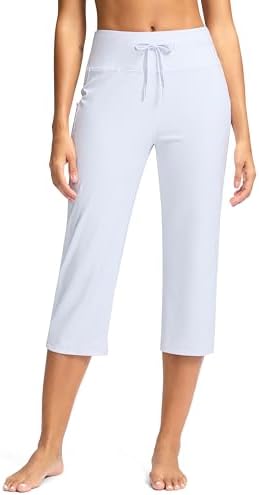 Women's straight-leg yoga capris, white