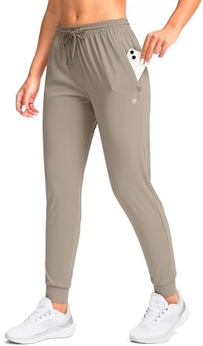 Women's tapered joggers, zip pockets, cliff ash