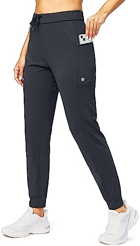 Women's tapered joggers, zip pockets, dark grey
