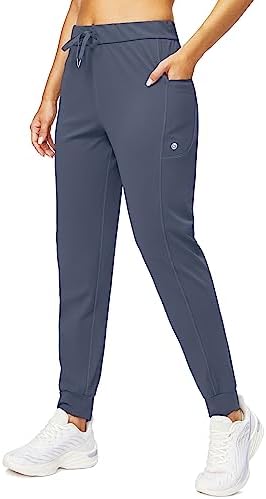 Women's tapered joggers, zip pockets, dusty blue