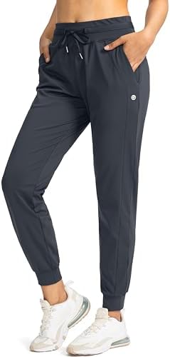 Women's tapered joggers, zip pockets, grey