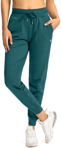 Women's tapered joggers, zip pockets, indigo