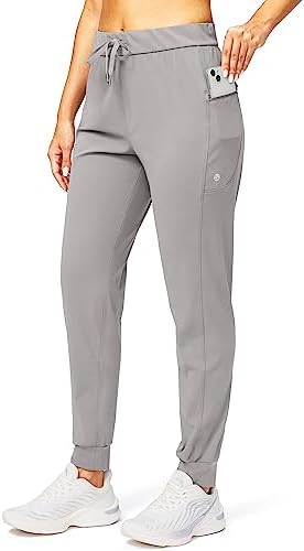 Women's tapered joggers, zip pockets, light grey