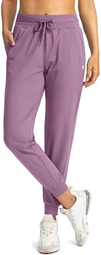Women's tapered joggers, zip pockets, mauve pink