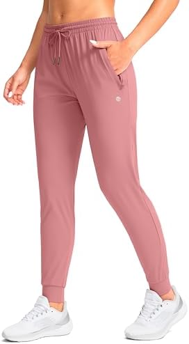 Women's tapered joggers, zip pockets, mauve