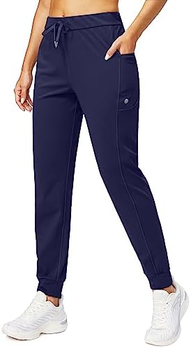 Women's tapered joggers, zip pockets, navy