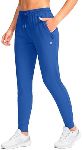 Women's tapered joggers, zip pockets, royal blue