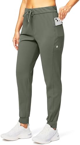 Women's tapered joggers, zip pockets, sage grey