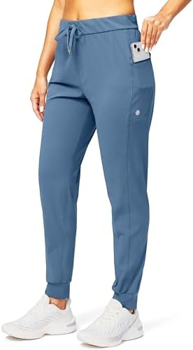 Women's tapered joggers, zip pockets, slate blue