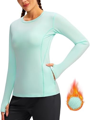 Women's thermal base layer top, aqua