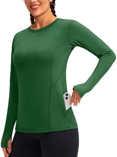 Women's thermal base layer top, army green