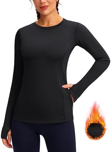 Women's thermal base layer top, black
