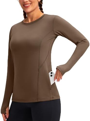 Women's thermal base layer top, brown