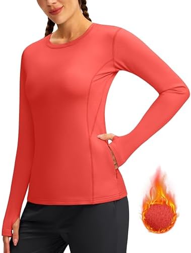 Women's thermal base layer top, coral