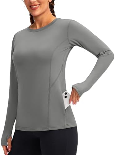 Women's thermal base layer top, light grey