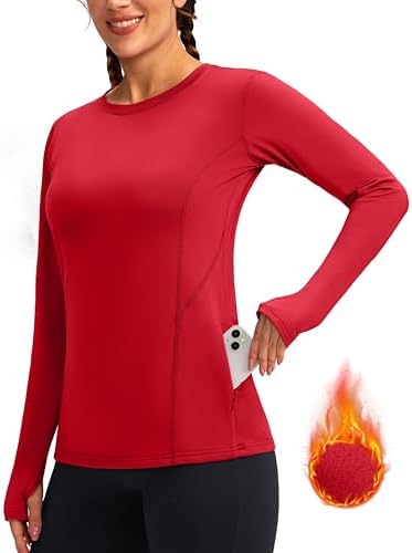 Women's thermal base layer top, red