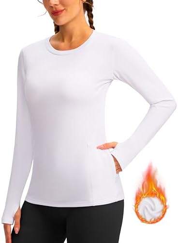 Women's thermal base layer top, white
