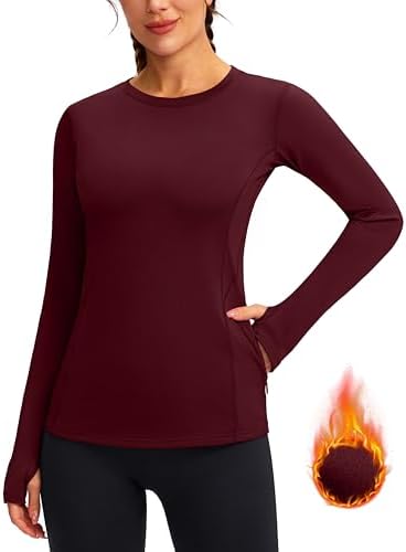 Women's thermal base layer top, wine