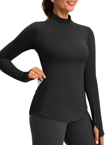 Women's thermal fleece top, zip pocket, black