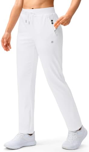 Women's track pants, two zip pockets, white