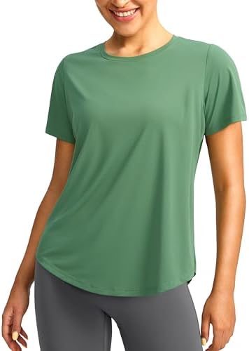 Women's UPF 50+ dry fit gym tee, green