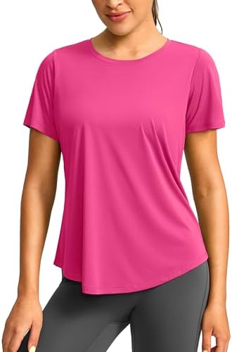 Women's UPF 50+ dry fit gym tee, rose