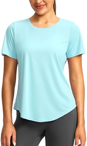 Women's UPF 50+ dry fit gym tee, tropical green