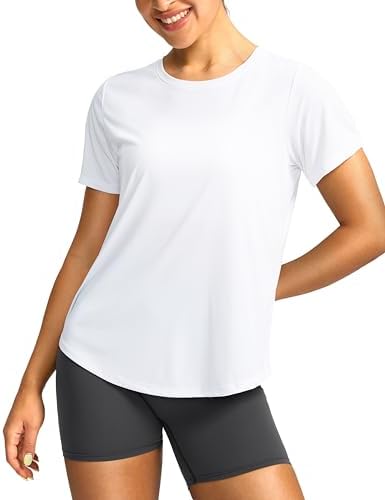 Women's UPF 50+ dry fit gym tee, white
