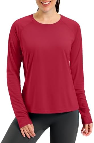 Women's UPF 50+ hiking sun shirt, dark red