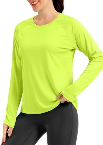 Women's UPF 50+ hiking sun shirt, fluorescent green
