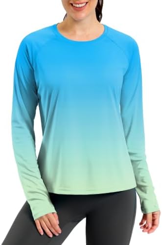 Women's UPF 50+ hiking sun shirt, gradient green yellow