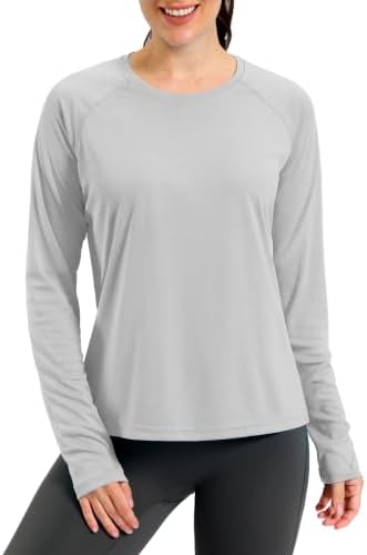 Women's UPF 50+ hiking sun shirt, light grey