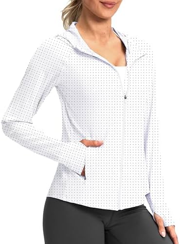 Women's UPF 50+ hooded sun jacket, black dot