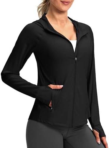 Women's UPF 50+ hooded sun jacket, black