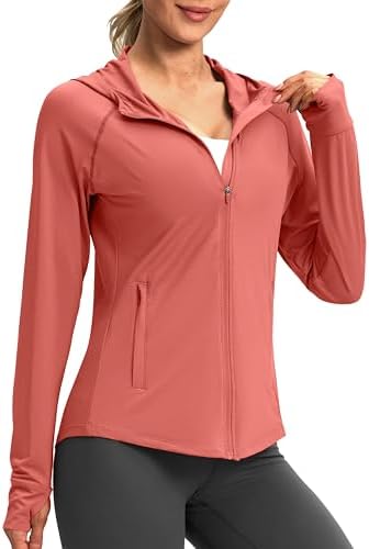 Women's UPF 50+ hooded sun jacket, coral