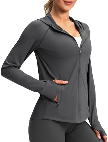 Women's UPF 50+ hooded sun jacket, dark grey