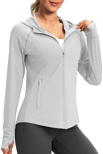 Women's UPF 50+ hooded sun jacket, light grey