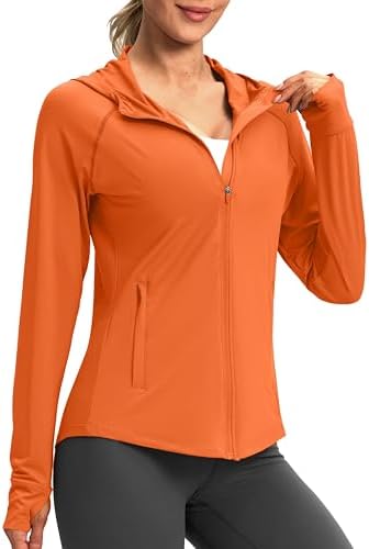 Women's UPF 50+ hooded sun jacket, orange